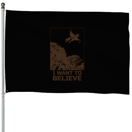 Unicorn "I Want To Believe" UAP Outfit Alien Ufo House Flags