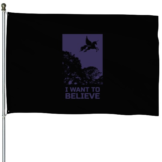 Unicorn "I Want To Believe" UAP Outfit Alien Ufo House Flags