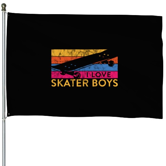 I Love Skater Boys Funny Skateboard Skateboarder House Flags