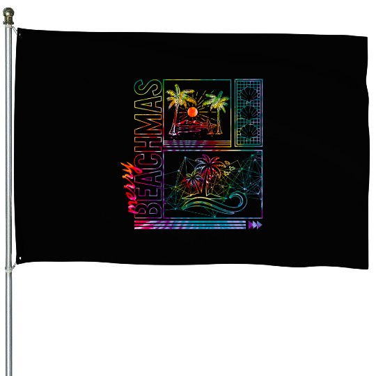 Coastal Beach Christmas In July House Flags, Merry