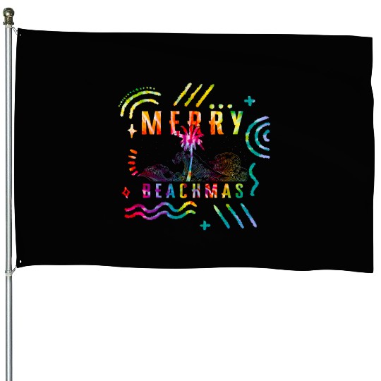 Coastal Beach Christmas In July House Flags, Merry