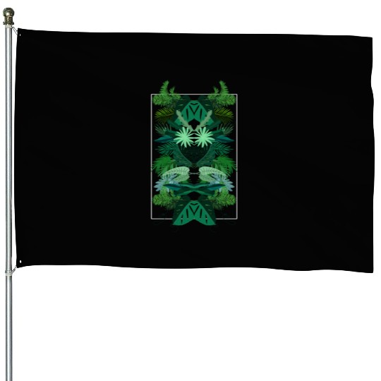 Tropical Leaves House Flags