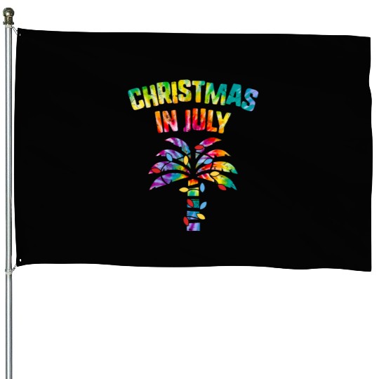 Christmas In July Beach Palm Xmas Tree Summer House Flags