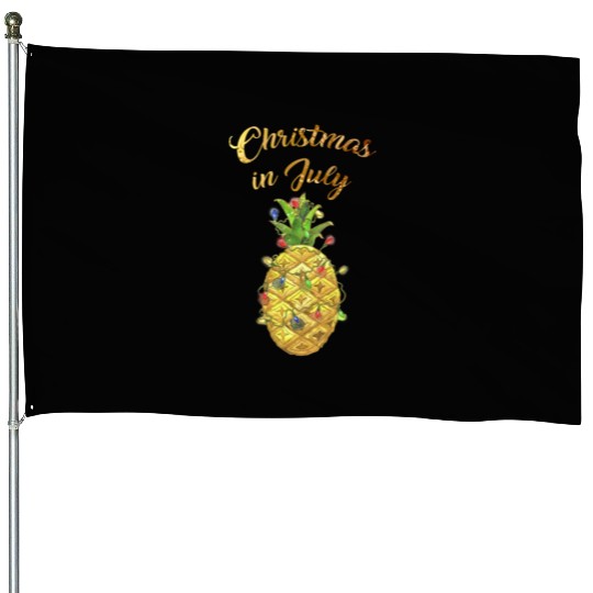 Christmas In July Pineapple Xmas Tree Lights House Flags