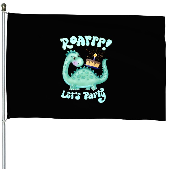 Dinosaur. Happy Birthday House Flags