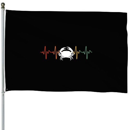 Retro Crab Heartbeat House Flags