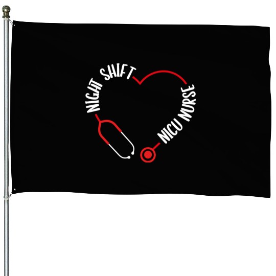 Night Shift Nicu Nurse Stethoscope Nursing House Flags