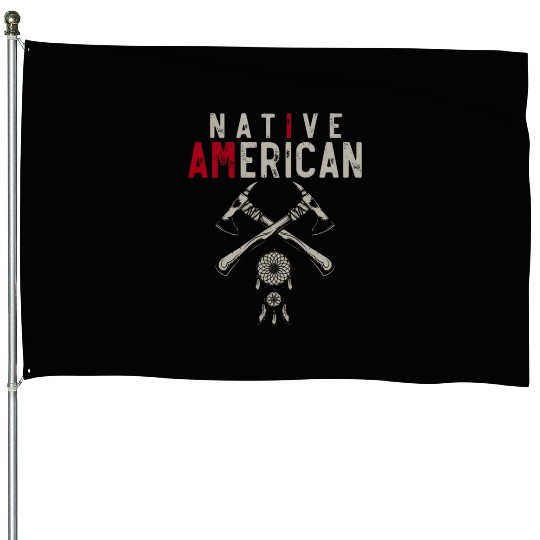 Native American Axe Traditional Dreamcatcher Feath House Flags
