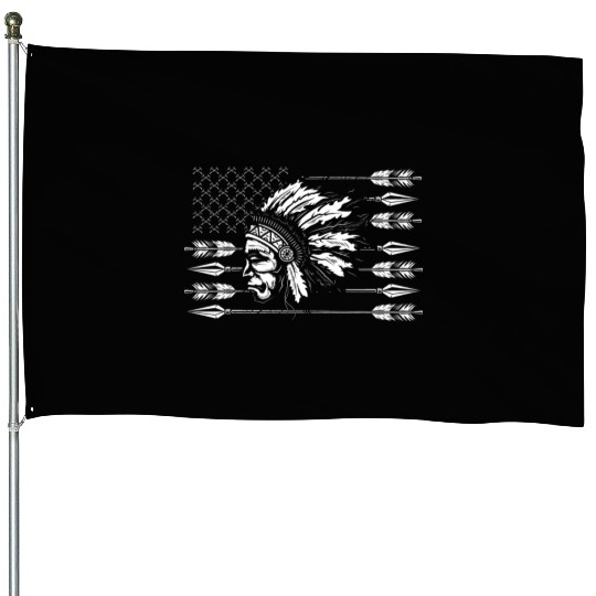 Chief Native American Traditional US Flag House Flags