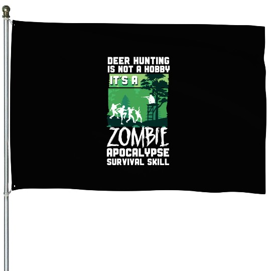 Buck Deer Hunting Hunter Zombie House Flags