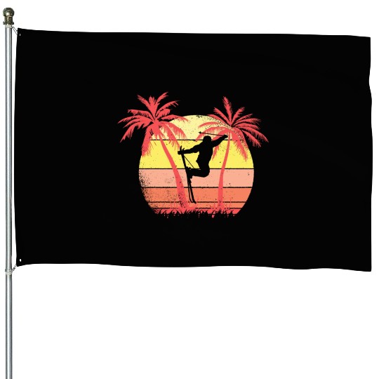 Skiing Extreme Freestyle Summer Sunset 80s Palm House Flags