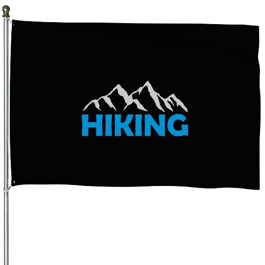 Hiking mountains landscape silhouette House Flags