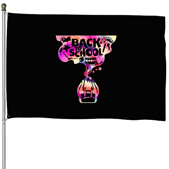 Backpack School Bus Back to School House Flags