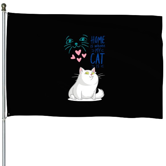 Cat Home Smart Animal Funny Meme Love Family Pet House Flags