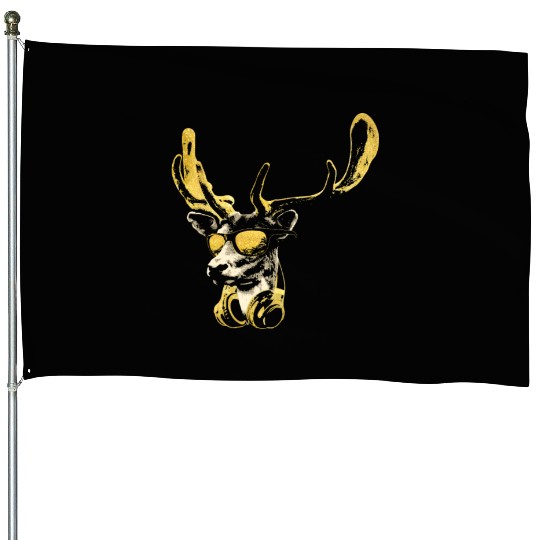 Deer DJ Bling. Cool and Funny Music Animal With House Flags