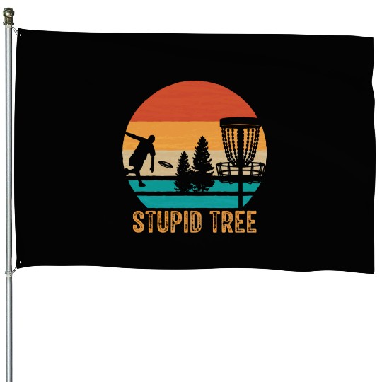 Stupid Tree Disc Golf Vintage Ultimate Frisbee House Flags