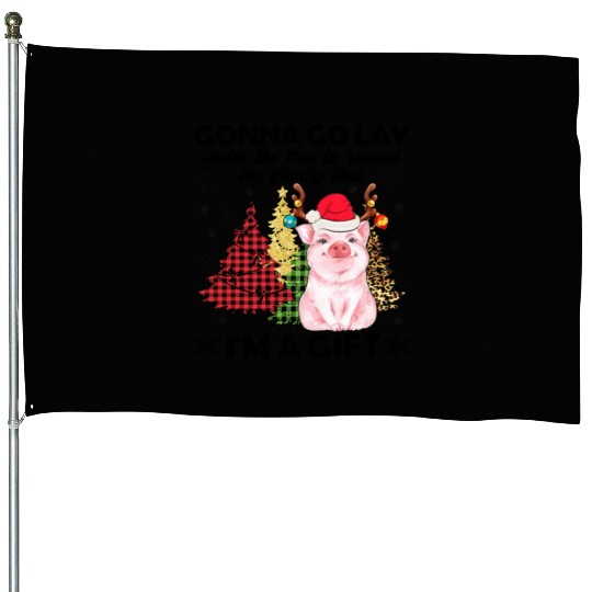 Pig Lady Lay Under Christmas Tree To Remind Family House Flags