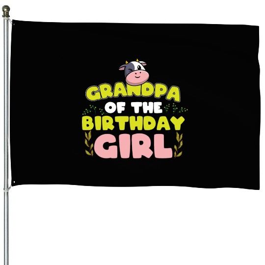 Cow Birthday, Farmer Birthday Girl House Flags