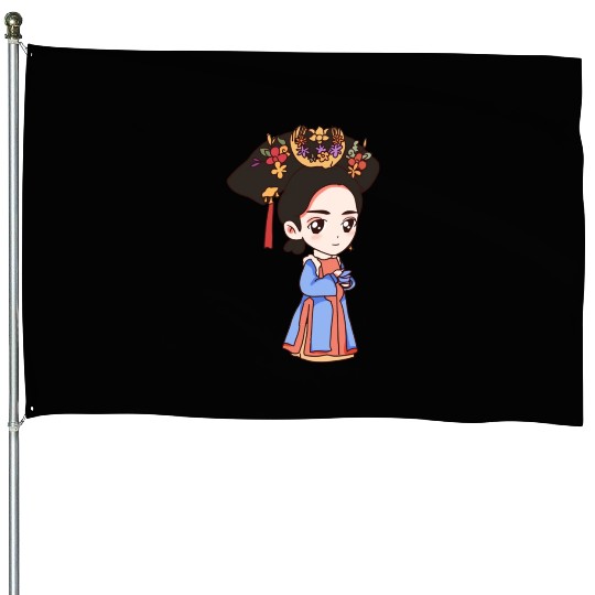 HAND PAINTED GIRL IMAGE House Flags