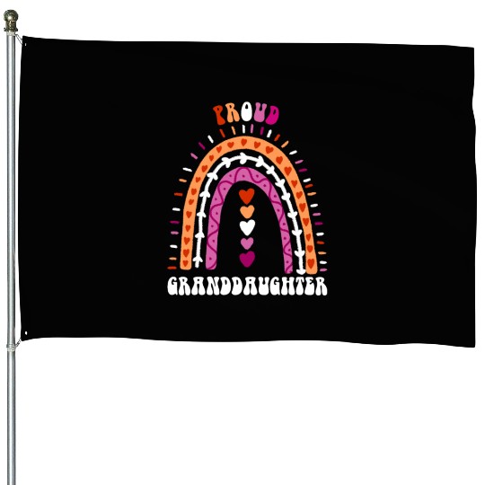 Proud Granddaughter Lesbian Pride Boho Rainbow House Flags