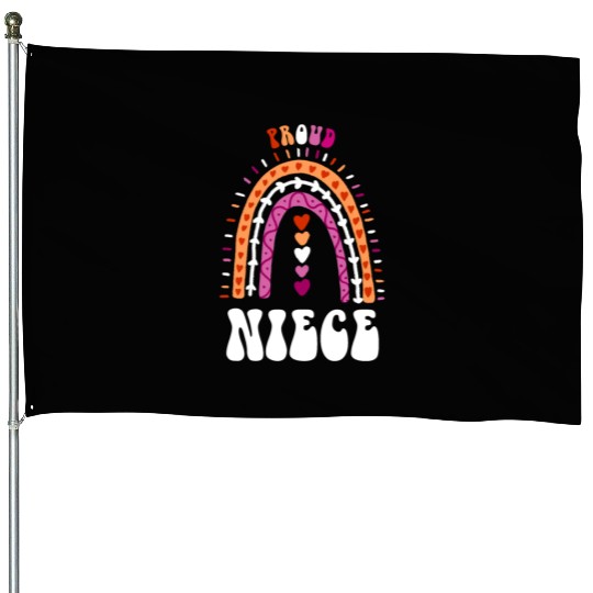 Proud Niece Lesbian Pride Boho Rainbow House Flags
