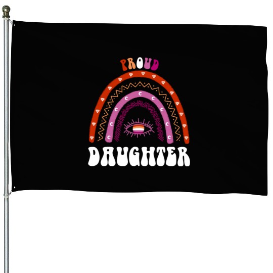 Lesbian Rainbow Proud Daughter Lesbian House Flags