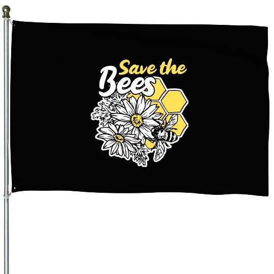 Save the bee honey bee gift idea environmental pro House Flags