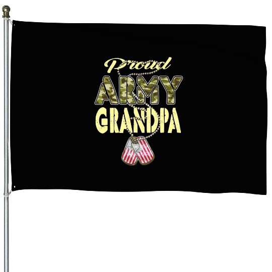 Proud Army Grandpa Camo Us Dog Tag Military Grandf House Flags