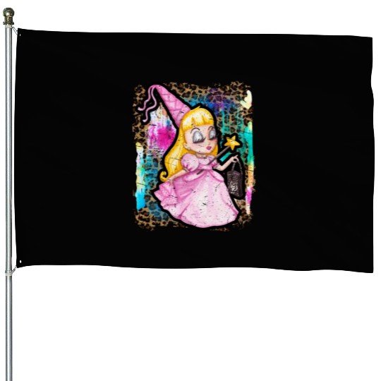 Halloween Witch Princess Tie Dye House Flags