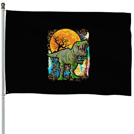 Halloween Dinosaur Zombie Tie Dye House Flags