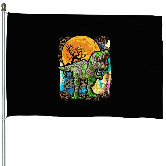 Halloween Dinosaur Zombie Tie Dye House Flags