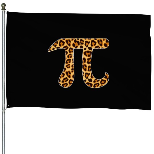Pi Leopard Print Skin Cheetah Pi Day Math Nerd House Flags
