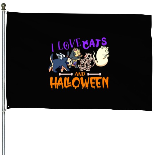 I Love Cats And Halloween | Halloween Apparel | House Flags