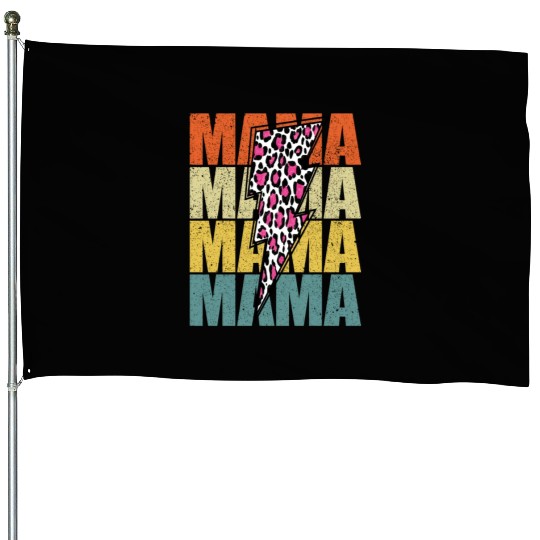 Lightning Bolt Leopard Cheetah Print Multi Color House Flags
