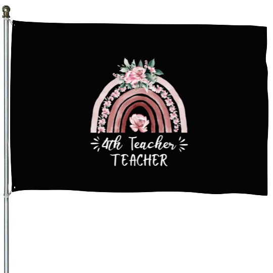 4th grade teacher floral rainbow back to school House Flags