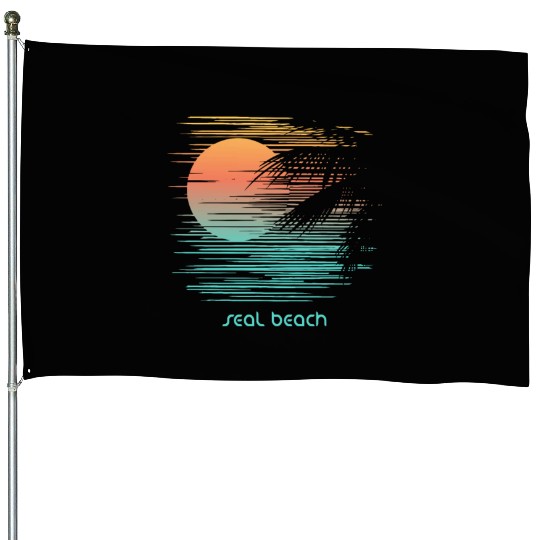 Artistic Seal Beach California Palm Tree Vacation House Flags
