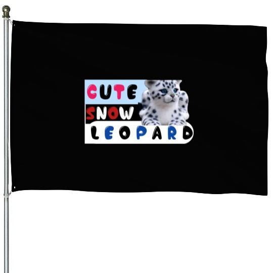 Cute Snow leopard |big cats House Flags