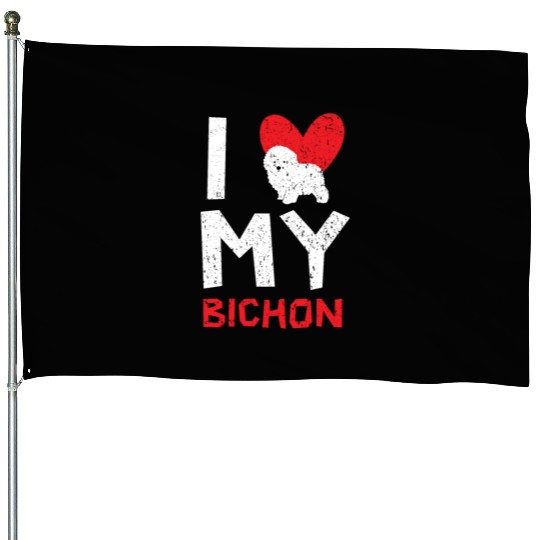 I Love My Bichon Frise Curly Hair Pup Puppy Lover House Flags