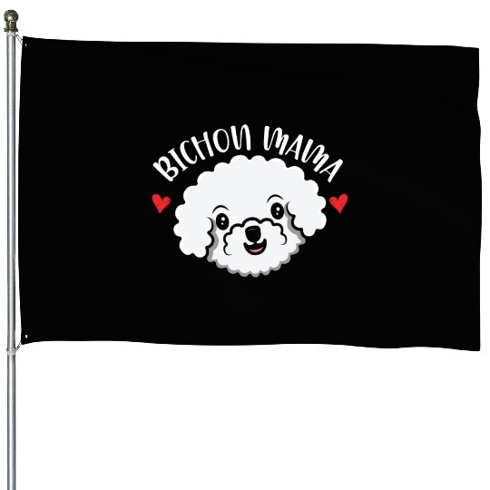Bichon Mama Curly Hair Pup Puppy Bichon Frise House Flags