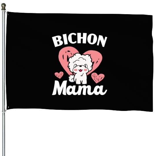 Bichon Mama Curly Hair Pup Puppy Bichon Frise House Flags