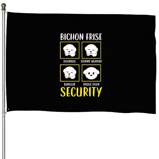 Bichon Frise Security Curly Hair Pup Puppy Lover House Flags