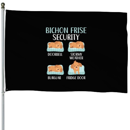 Bichon Frise Security Curly Hair Pup Puppy Lover House Flags