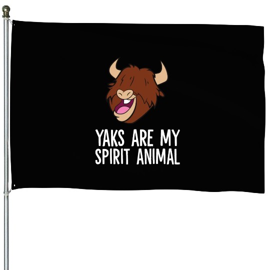 Yaks Are My Spirit Animal House Flags