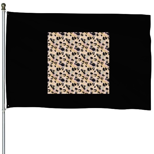 Pretty Leopard Animal Print Pattern House Flags