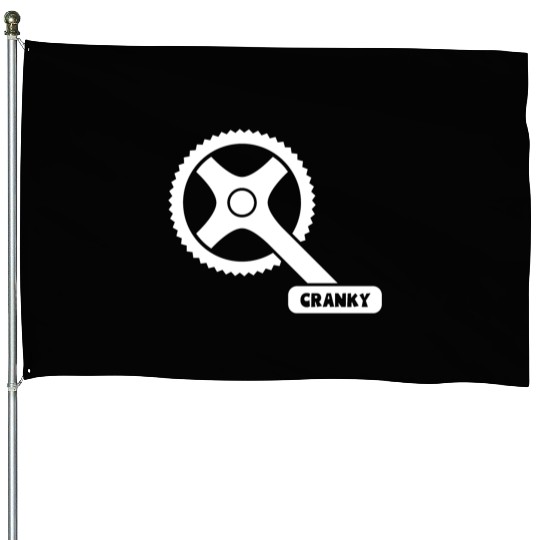 Cranky - Funny Cyclist Gift House Flags