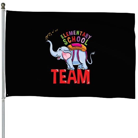 Back To School Elephant Elementary School Team House Flags
