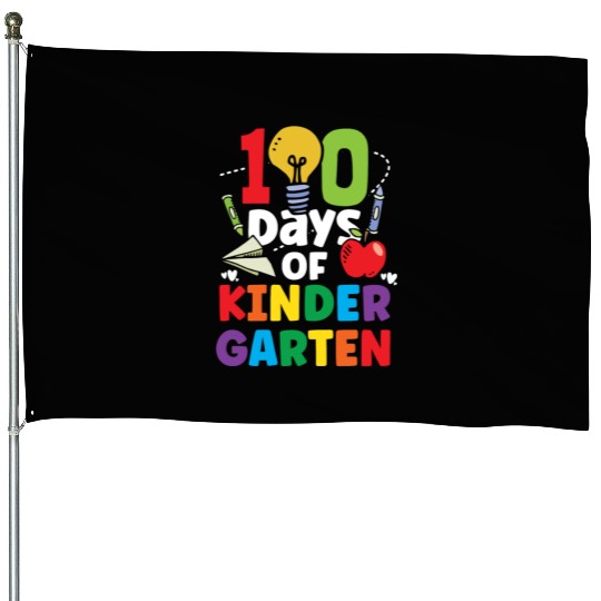 100 Days Of Kindergarten Cute Sweet Sayings Team House Flags