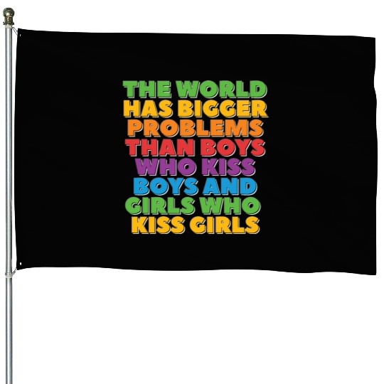 Gay Pride Lesbian LGBT Rainbow Bigger problems House Flags