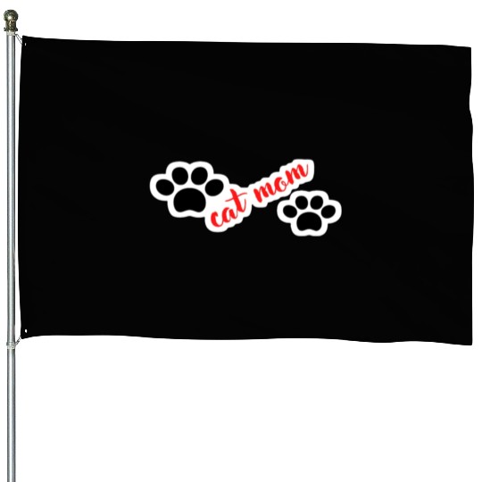 Cat Mom Funny design Classic House Flags