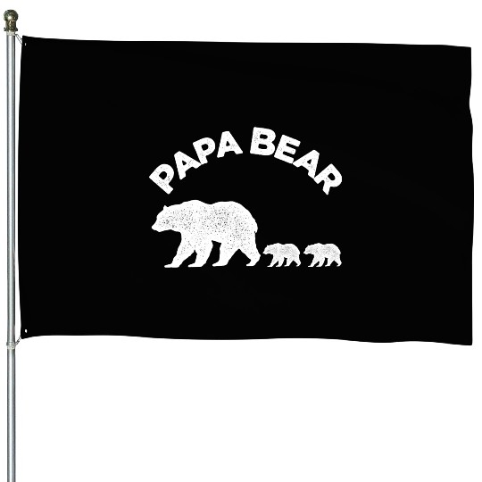 Vintage Papa Bear with Two Cubs Daddy Bear Twin House Flags